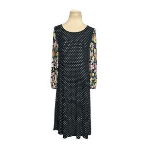 Maeve Polka Dot Floral Mix Print Sawyer Balloon Sleeve Dress size Medium